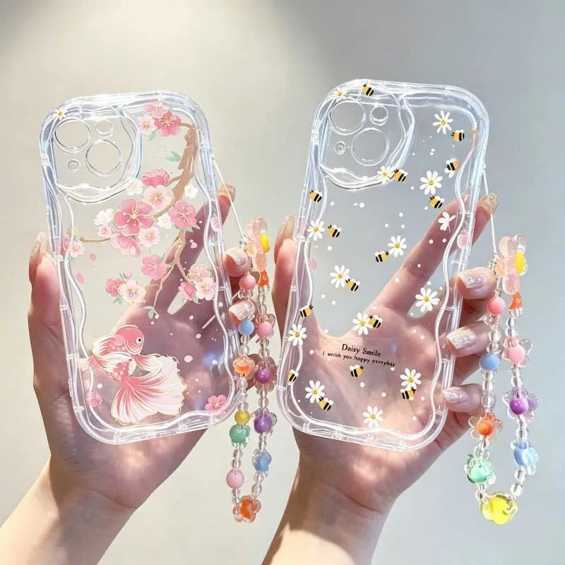 Cute Cartoon Wrist Strap Silicone Case - Custodia con cinturino da polso a